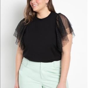 ELOQUII Plus Size Lace Sleeve Top